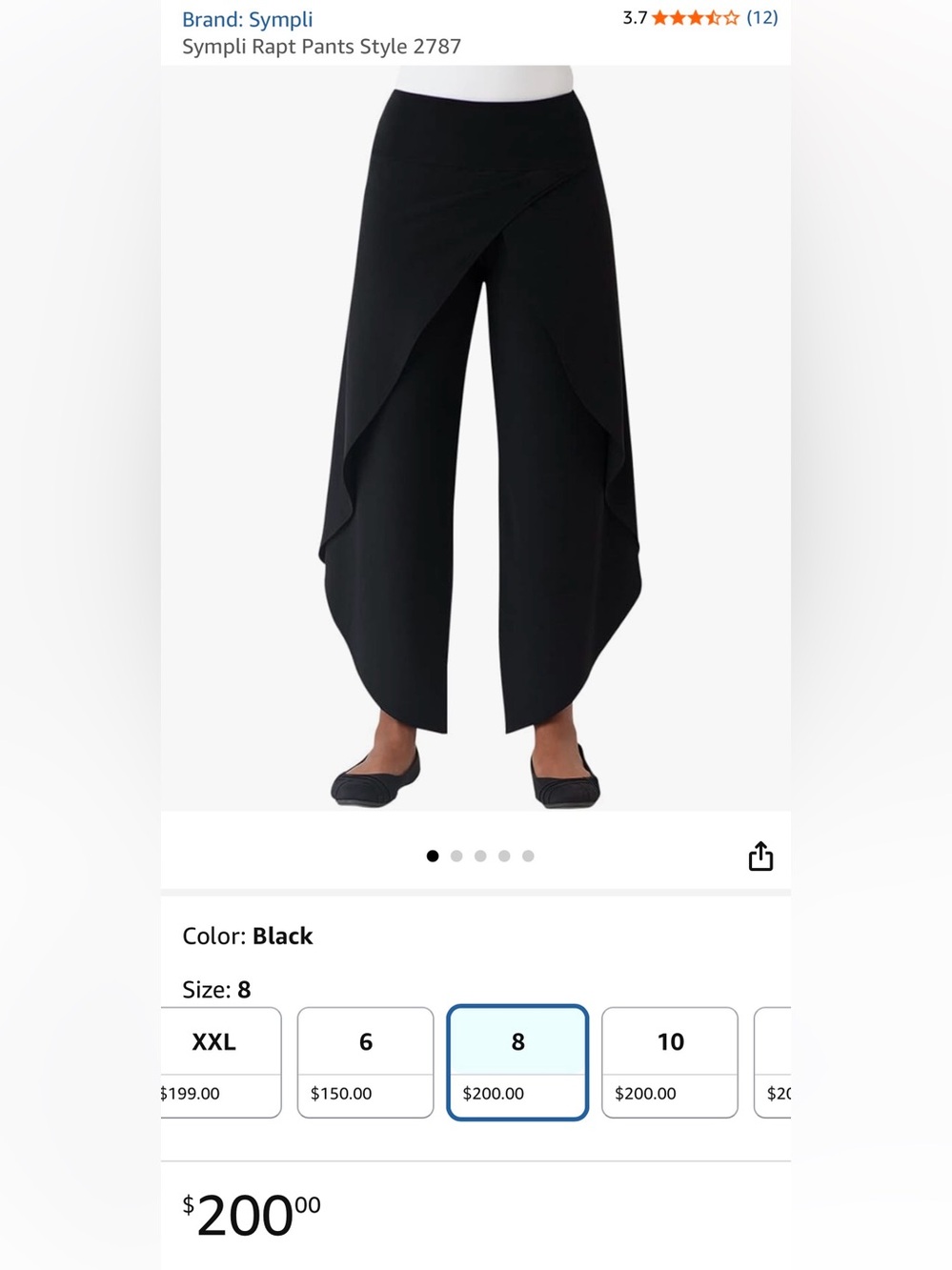 Sympli Black Draped Wide-Leg Pants size 8, NWOT, Festive, Party, Palozzo
